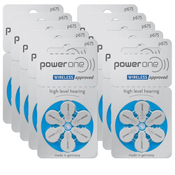 PowerOne 60-Pieces (Size 675) Wireless Approved 1.45V Hearing Aid Batteries