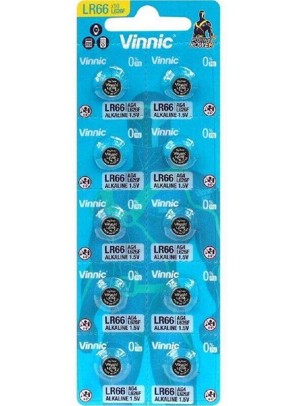 

Vinnic LR66 1.5V Alkaline Batteries, 10 Pieces, Silver