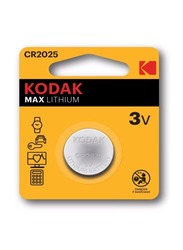 Kodak 3V Max Lithium Batteries, CR2025, 2 Piece, Silver
