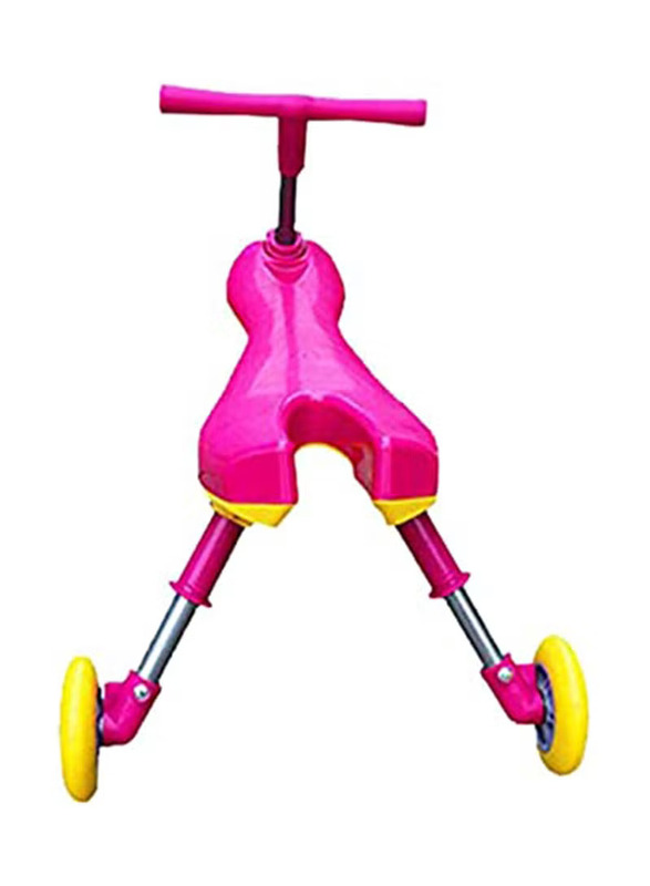 3 Wheels Folding Scooter for Girls, Ages 3+, Rose Red/Yellow