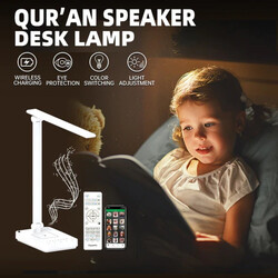 Equantu SQ-905 LED Table Lamp Qur'an Speaker,7 Changeable Colorful Lights With 22 Reciters and 28 Translations,Touch/Remote/Bluetooth/Phone Application Control.