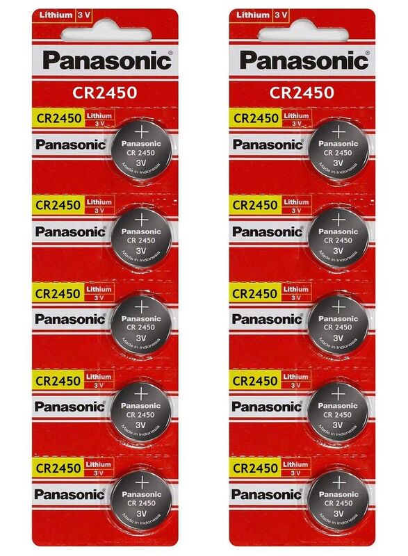 Panasonic Lithium 3V Indonesia Batteries Set, 10 Pieces, CR2450, Silver