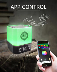 Cube Touch Lamp Azan Clock Qur'an Speaker With 7 Changeable Colourful Lights, Touch/Remote/Bluetooth /Phone Application Control