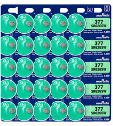 Murata SR626SW (377) Silver Oxide 1.55V (muRata) Japan Batteries - 25 Pieces