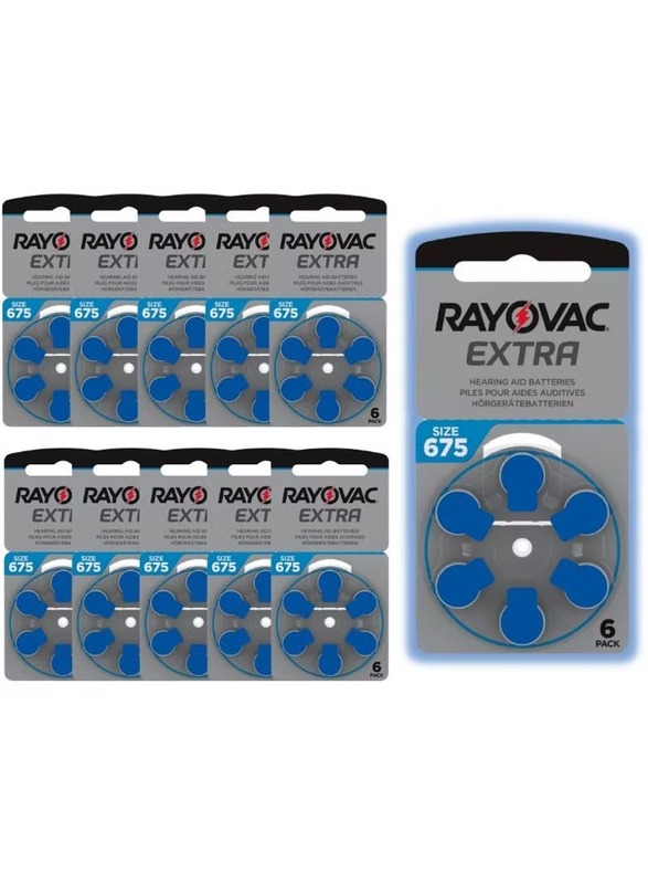 Rayovac 1.45V Extra Hearing Aid Batteries, 60 Piece, Blue