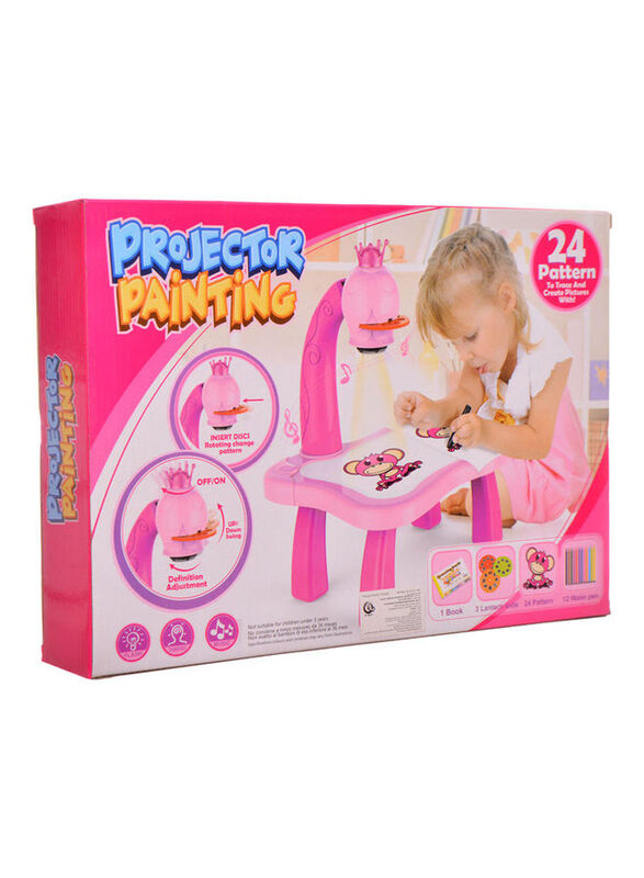 24-Pattern Projector Painting Board, 3+ Years, Pink/White