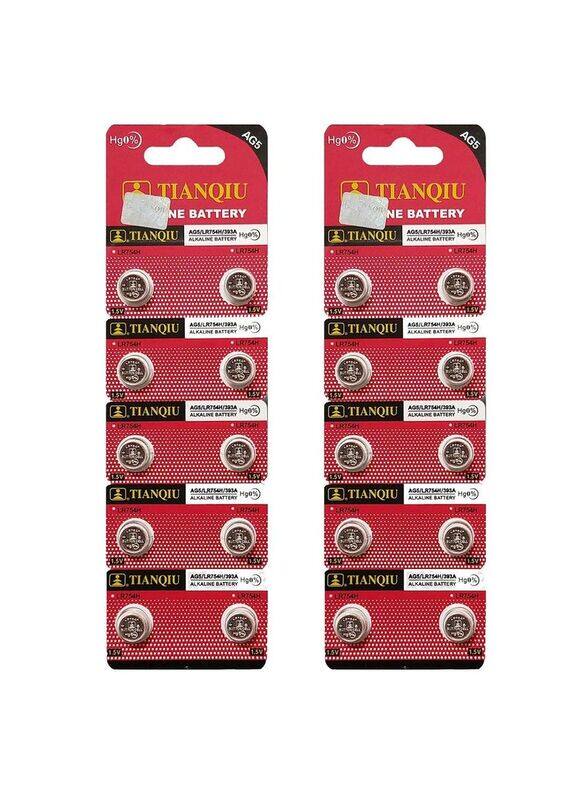 

Tianqiu 1.5V Alkaline Batteries, LR754H/ 393A, 20 Pieces, Silver