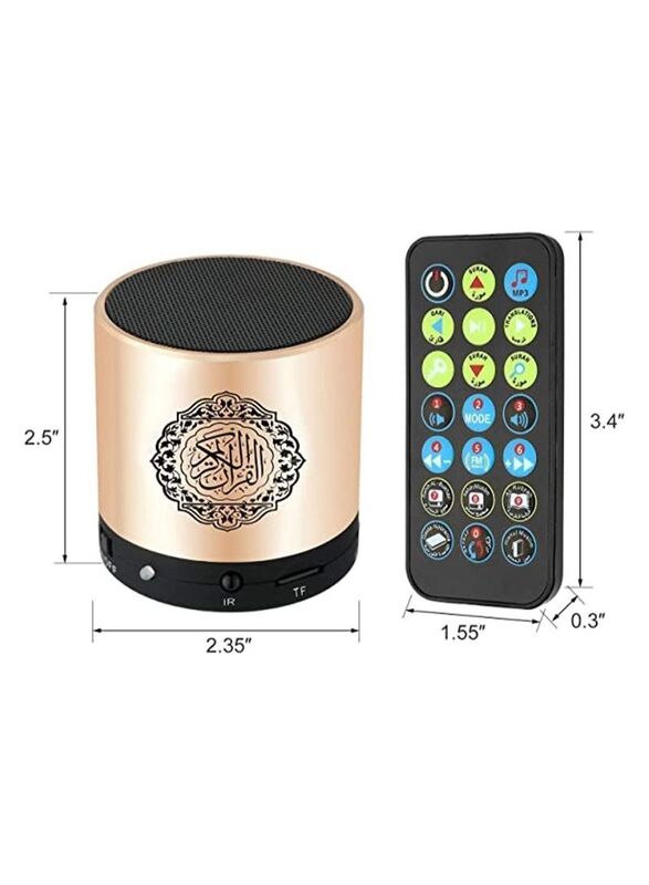 Quran Speaker with 18 Reciters + 15 Translations Gold Bluetooth Speaker, Rose Gold/Black