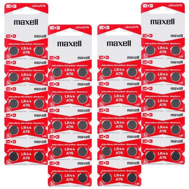 

Maxell 40-Pieces (A76) LR44 AG13 Alkaline Button Cell Hg 0% 1.5V Batteries