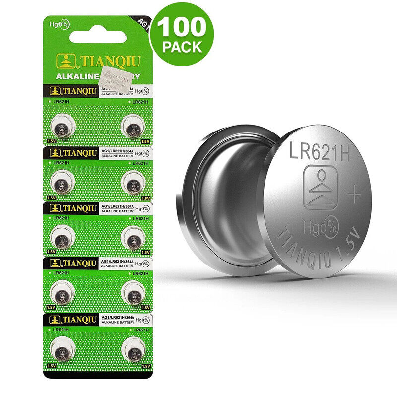 

Tianqiu AG1/ LR621H/ 364A Hg0% 1.5V Alkaline Batteries - 100 Pieces