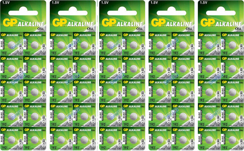 

GP 50-Pieces (192) LR41 AG3 Alkaline Cell 0% Mercury 1.5V Batteries