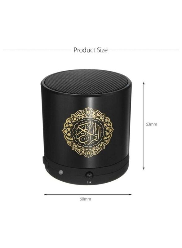 Portable Complete Quran Speaker with 18 Famous Reciters/15 Translations in Many Languages Micro SD Card Remote Control Wireless Speaker, Black