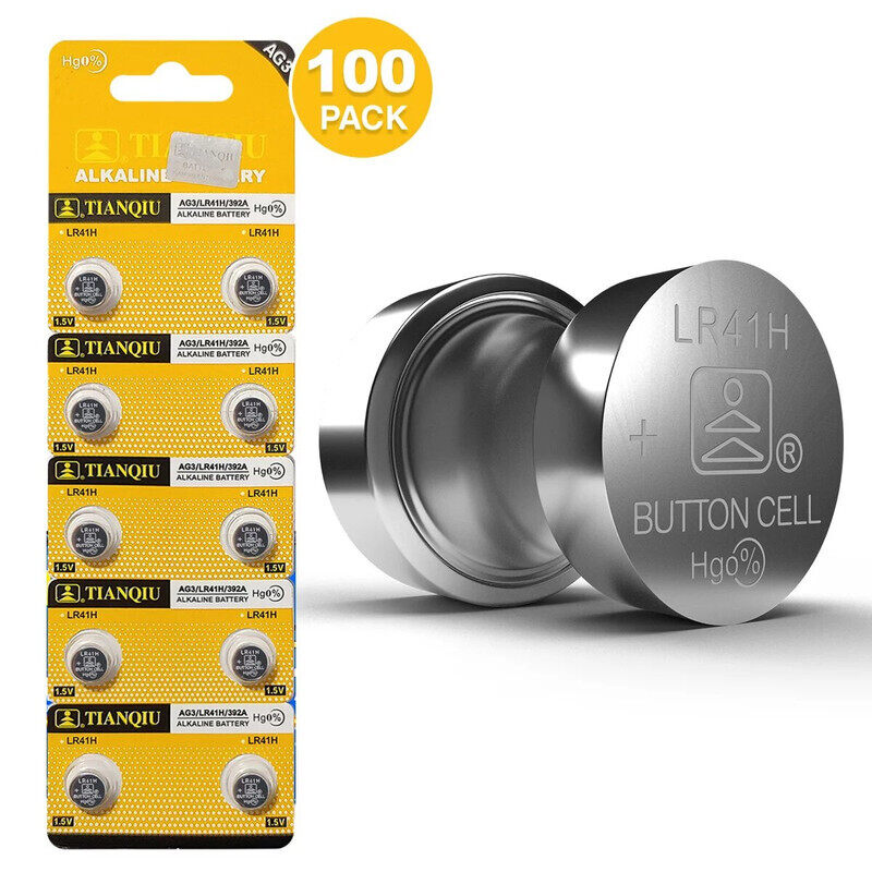 

Tianqiu AG3/ LR41H/ 392A Hg0% 1.5V Alkaline Batteries - 100 Pieces