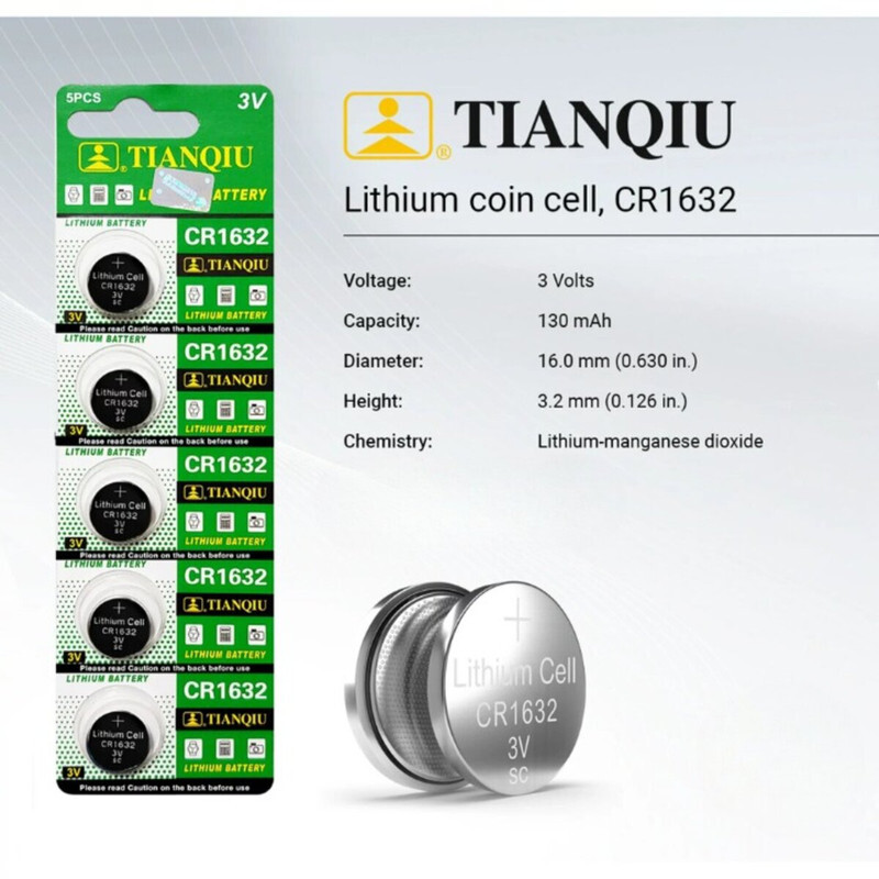 Tianqiu CR1632 Lithium 3V Batteries - 10 Pieces