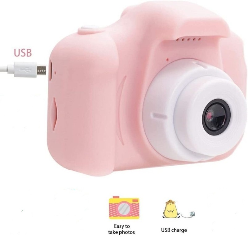 Mini Rechargeable 2.0 Inches (1080P) Photo/Video Camera For Kids,Suitable For Ages 3+ (Light Pink) - 8GB Memory Card Included