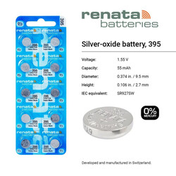 Renata SR927SW (395) Swiss Made Silver Oxide 1.55V (renata) 0% Mercury Batteries - 10 Pieces