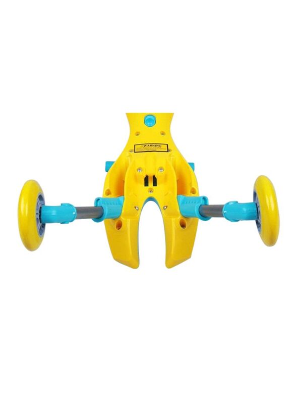 Foldable Ride On Toy 3 Wheels Kids Scooter, Yellow/Blue