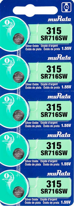 Murata SR716SW (315) Silver Oxide 1.55V (muRata) Japan Batteries - 5 Pieces