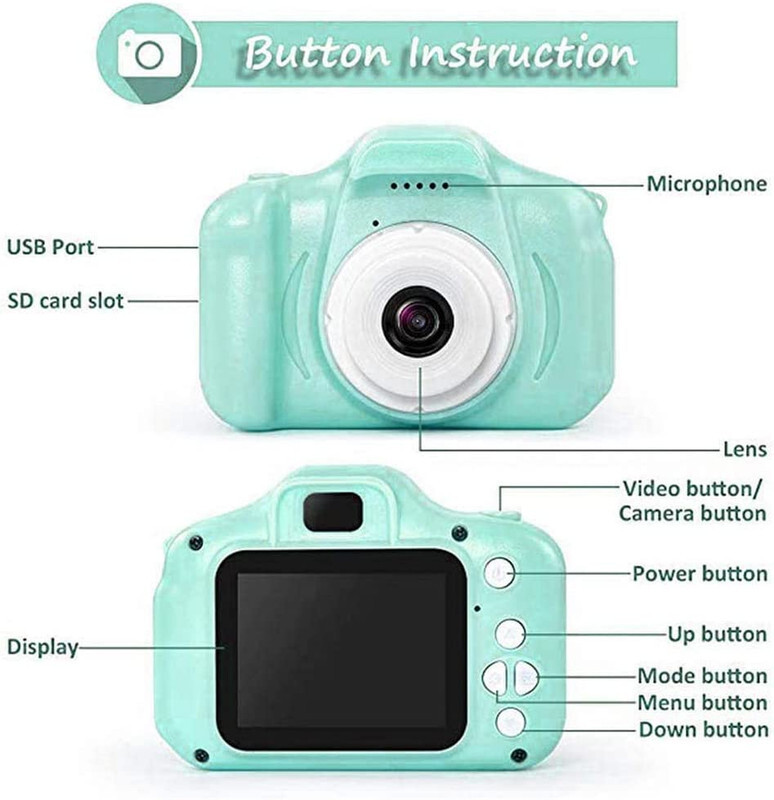 Mini Rechargeable 2.0 Inches (1080P) Photo/Video Camera For Kids,Suitable For Ages 3+ (Light Green) - 8GB Memory Card Included