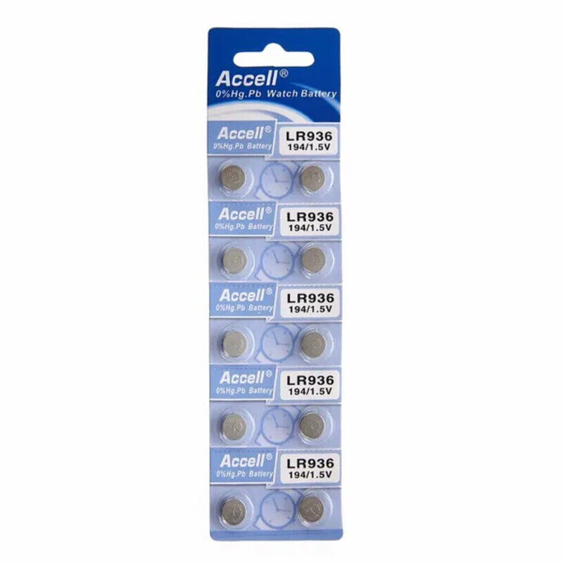 Accell (AG9) LR936 (194) 0%Hg Alkaline 1.5V Batteries - 10 Pieces