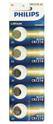 Philips CR1216 Lithium 3V Batteries - 5 Pieces