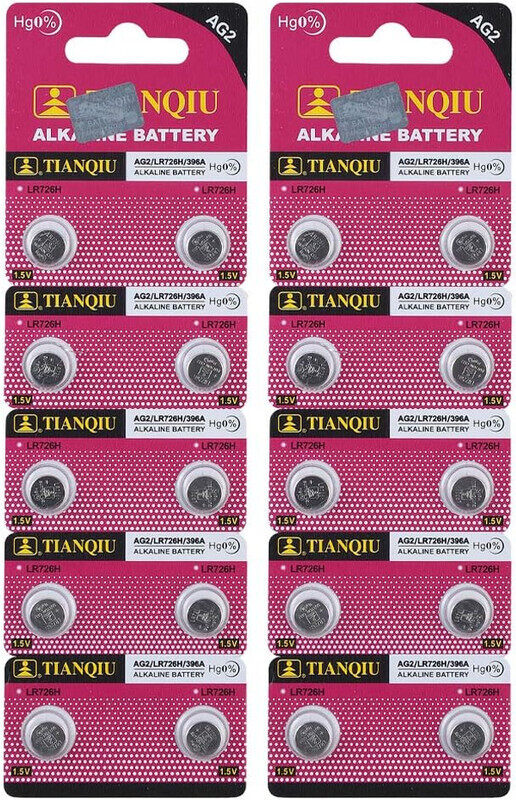 

Tianqiu AG2/ LR726H/ 396A Hg0% 1.5V Alkaline Batteries - 20 Pieces