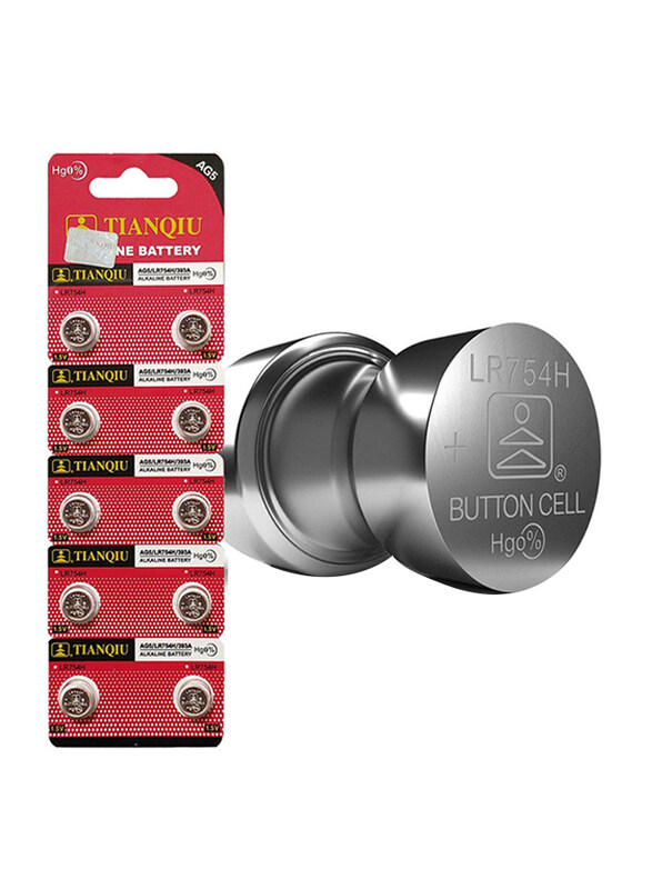 

Tianqiu AG5 LR754H 393A 1.5V Alkaline Batteries, 10 Pieces, Silver