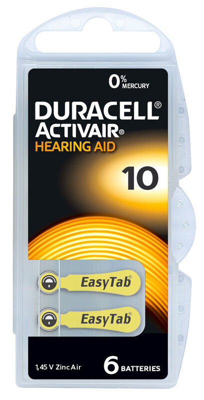 

Duracell 6-Pieces (Size 10) Activair Zinc-Air 1.45V Hearing Aid Batteries