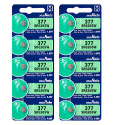 Murata SR626SW (377) Silver Oxide 1.55V (muRata) Japan Batteries - 10 Pieces