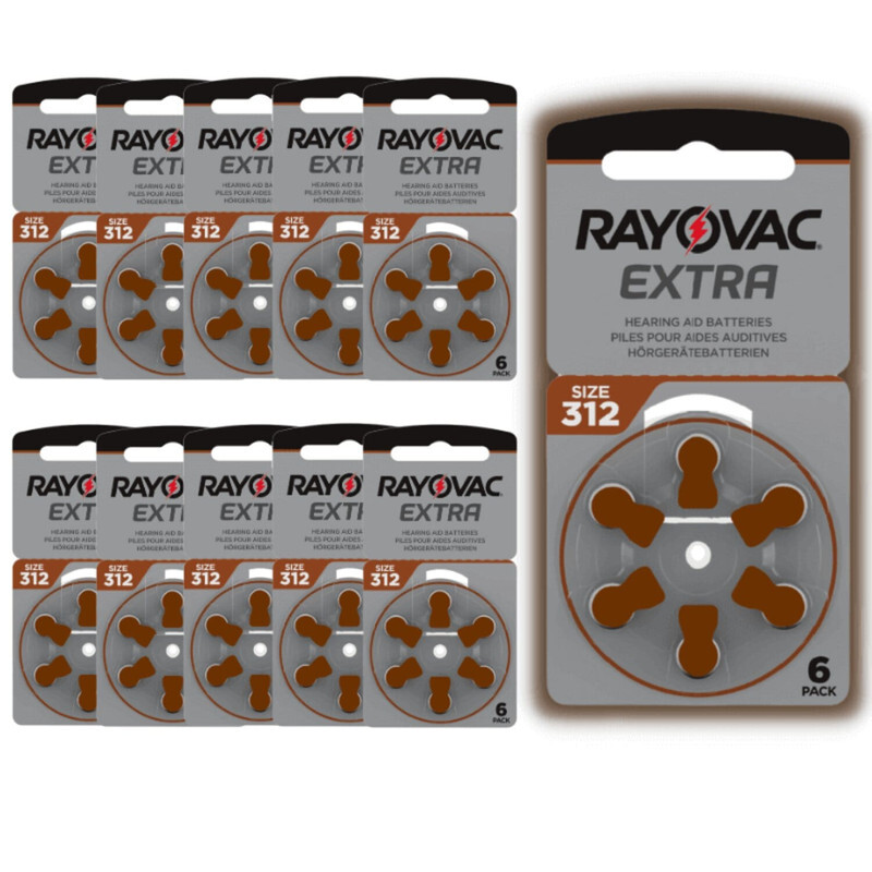 Rayovac Extra 60-Pieces (Size 312) Zinc Air 1.45V Hearing Aid Batteries