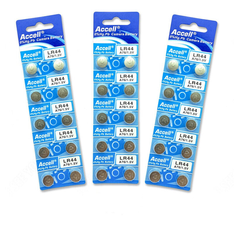 

Accell (AG13) LR44 (A76) 0%Hg Alkaline 1.5V Batteries - 30 Pieces