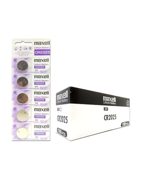 

Maxell 3V Lithium Japan Batteries, CR2025, 100 Pieces, Silver