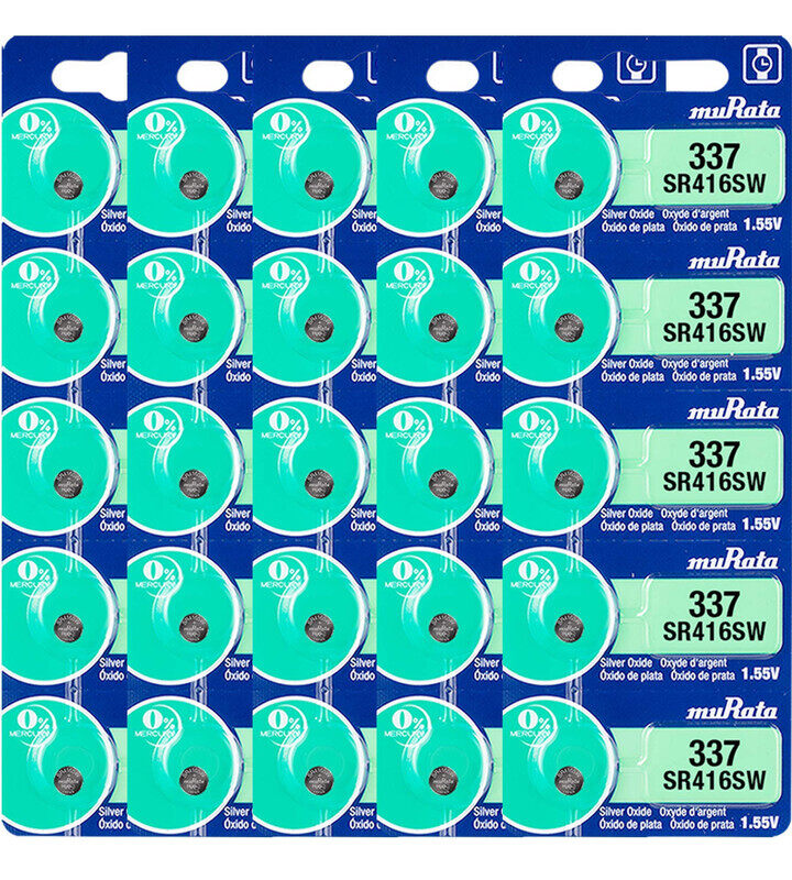 

Murata SR416SW (337) Silver Oxide 1.55V (muRata) Japan Batteries - 25 Pieces