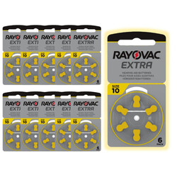 Rayovac Extra 60-Pieces (Size 10) Zinc Air 1.45V Hearing Aid Batteries