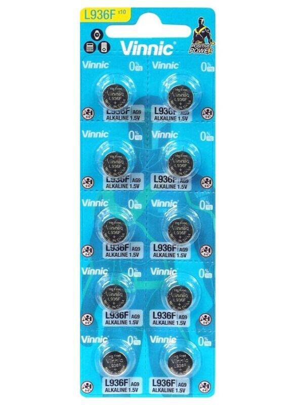 

Vinnic L936F Alkaline 1.5V Batteries, 10 Pieces, Silver