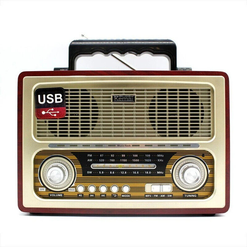 

Kemai MD-1800BT Vintage Style Wooden FM Radio With AM/FM/SW 3 Band DSP Radio With Bluetooth/USB/SD/TF Card Slot