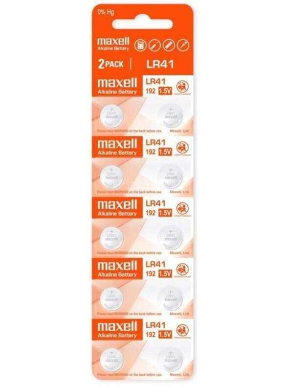 

Maxell AG3 Alkaline 1.5V Batteries, LR41, 10-Pieces, Silver