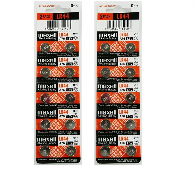 

Maxell 20-Pieces (A76) LR44 AG13 Alkaline Button Cell Hg 0% 1.5V Batteries