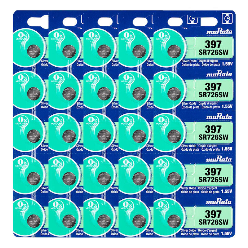 

Murata SR726SW (397) Silver Oxide 1.55V (muRata) Japan Batteries - 25 Pieces