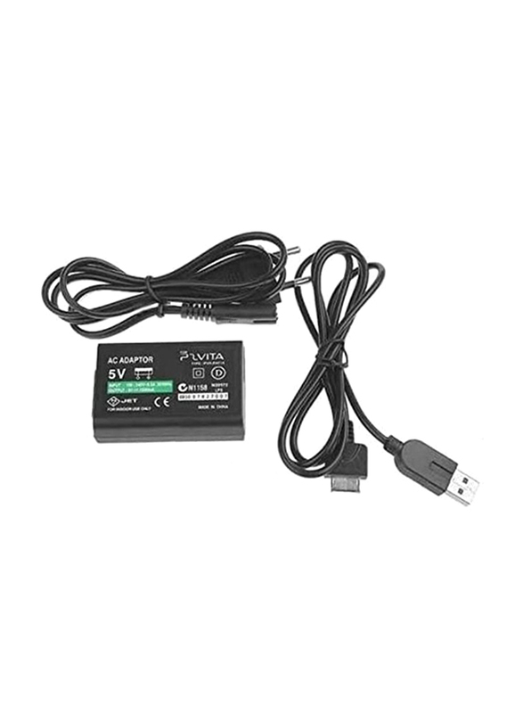 PSVITA Replacement Wall Charger Power Supply AC Adapter With USB Data Charging Cable, Black