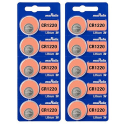 Murata CR1220 Lithium 3V Japan Batteries - 10 Pieces