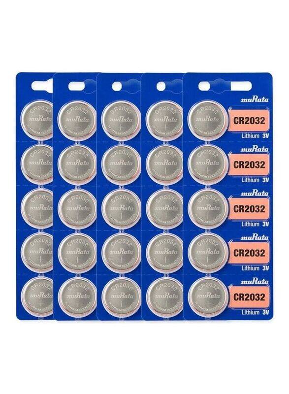 

Murata CR2032 Lithium 3V Coin Batteries, 50 Pieces, Silver