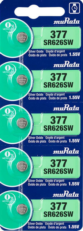 Murata SR626SW (377) Silver Oxide 1.55V (muRata) Japan Batteries - 5 Pieces