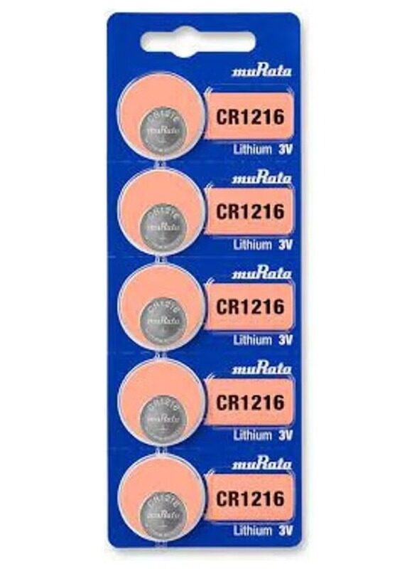 

Murata 3V Lithium Japan Batteries, CR1216, 5 Piece, Silver