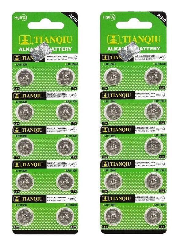 

Tianqiu LR1130H 1.5V Alkaline Batteries, 20 Pieces, Silver