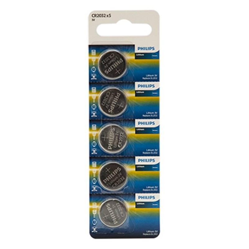 

Philips CR2032 Lithium 3V Batteries - 5 Pieces