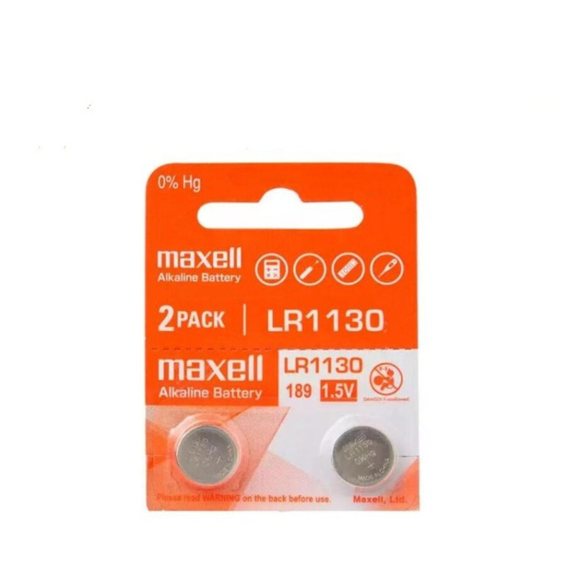 Maxell 2-Pieces (189) LR1130 AG10 Alkaline Button Cell Hg 0% 1.5V Batteries