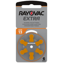 Rayovac Extra (Size 13) Zinc-Air 1.45V Hearing Aid Batteries - 6 Pieces