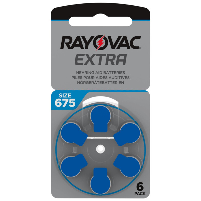 Rayovac Extra (Size 675) Zinc-Air 1.45V Hearing Aid Batteries - 6 Pieces