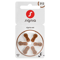 Signia (Size 312) Zinc-Air 1.45V Hearing Aid Batteries - 6 Pieces